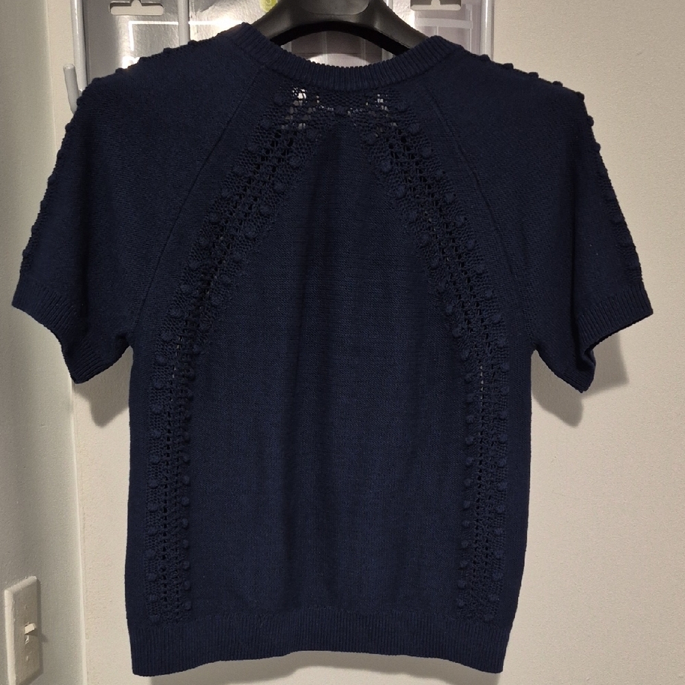 LOFT Dark Blue Knit Short Sleeve Top - Picture 8 of 9